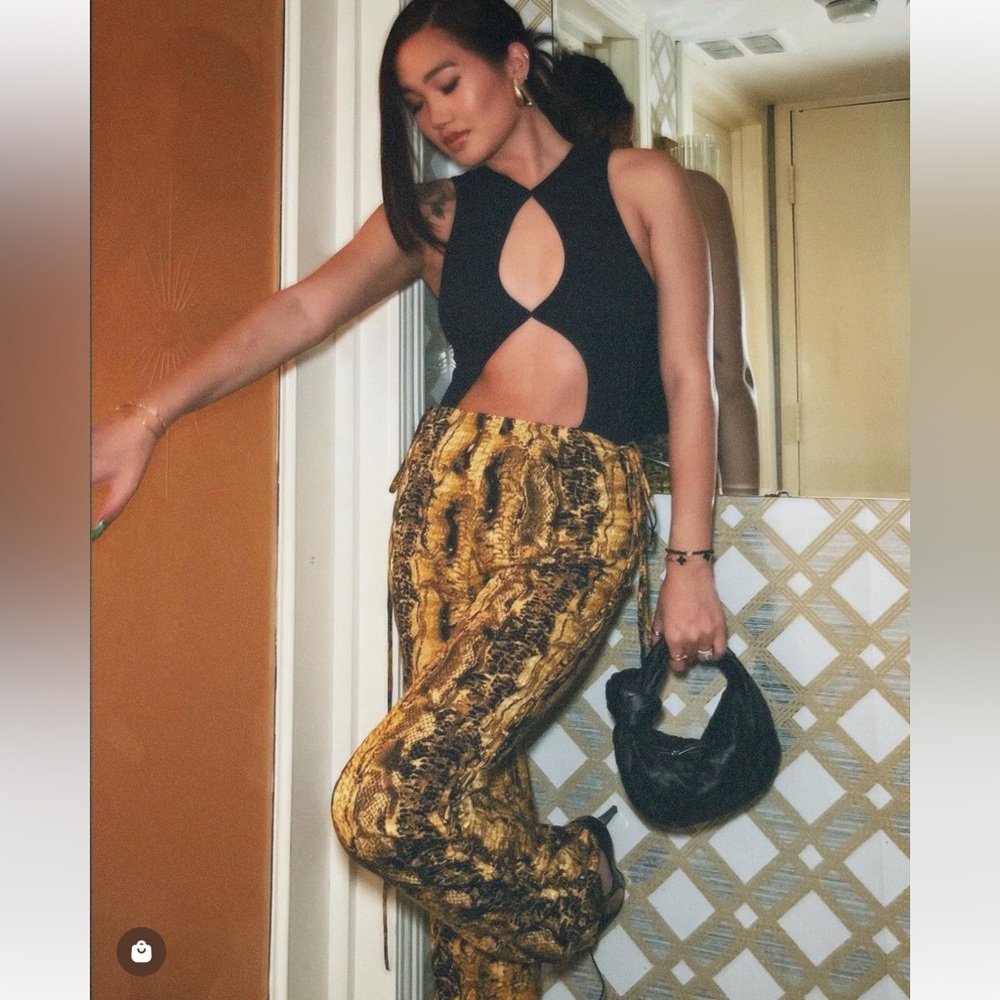 Python Print Lace-Up Pants